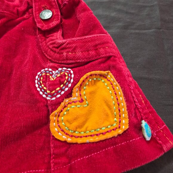 Corduroy Red Embroidered Skirt Heart Bird Flower Design Gagou Tagou 9 Month - Picture 4 of 6
